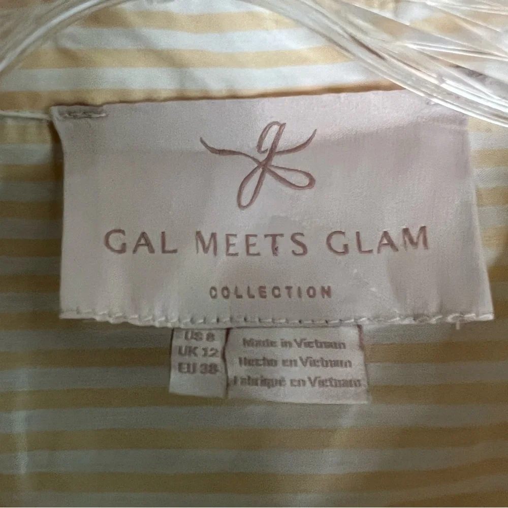 Gal Meets Glam Amber Yellow White Striped Dress Women's Size 8